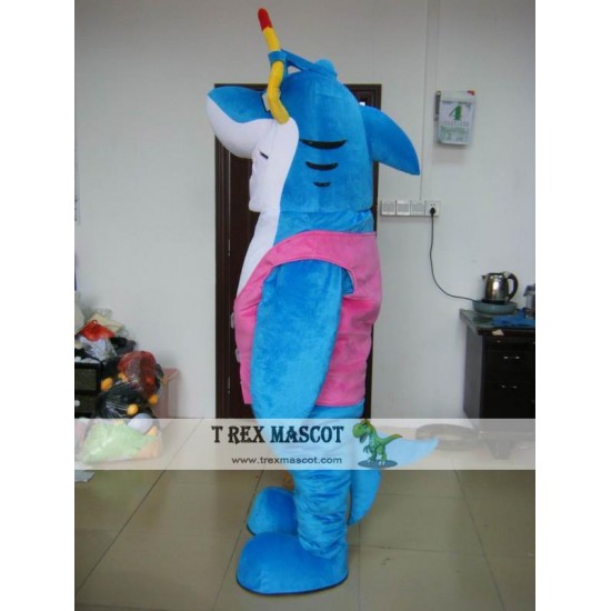 Blue Shark Mascot Costume For Adult