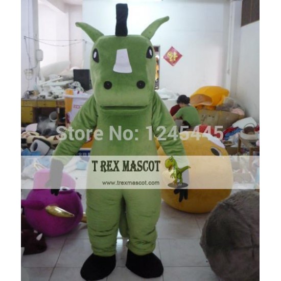 Green Colour Rhinoceros Mascot Costume For Adult