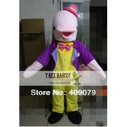 Plush Pink Abult Dolphin Mascot Costume