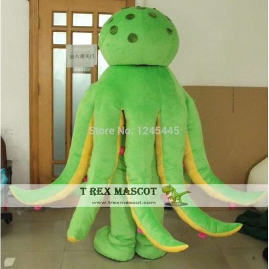 Green Octopus Mascot Costume For Adult