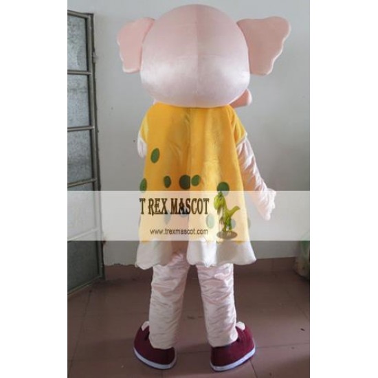 Yellow Beige Elephant Mascot Costume For Adults