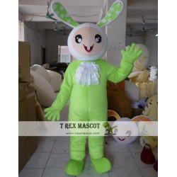 Plush Material Green Bunny Mascot Costume For Adult