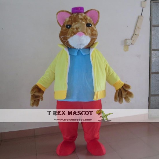 Hamster Wearing A Golden Jacket Mascot Costume Hamster Mascot For Adults