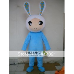 Plush Blue Bunny Mascot Costume For Adult