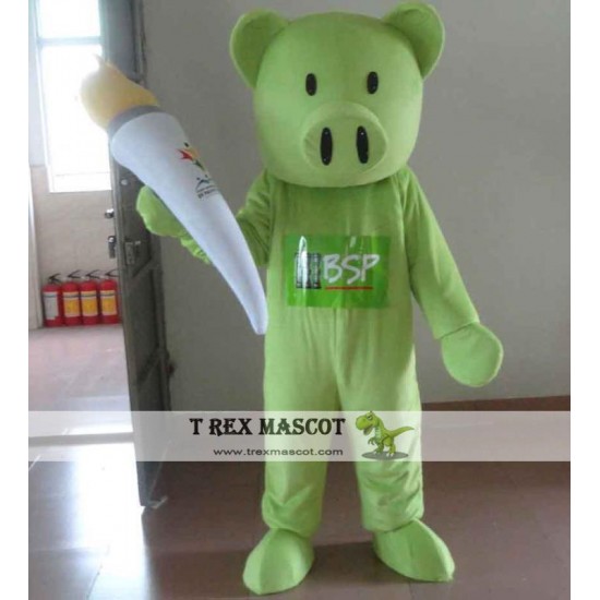 All Green Pig Mascot Costume Adult Pig Mascot