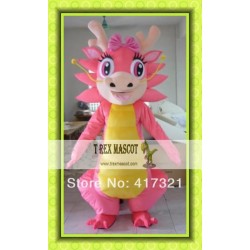 Fancy Pink Dragon Mascot Costume For Adult