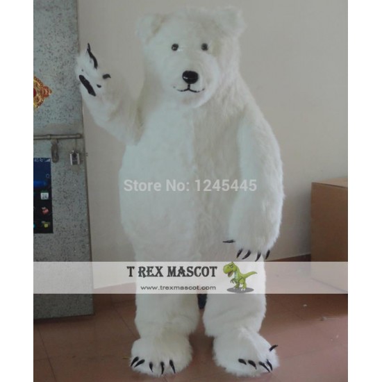 Big Furry Polar Bear Adult Mascot Costume