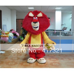 Red Long Hair Lion Mascot Costume For Adult