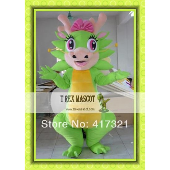 Green Dragon Mascot Costume For Adult