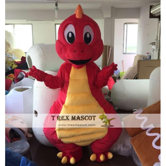 Plush Adult Yellow Dragon Mascot Costume