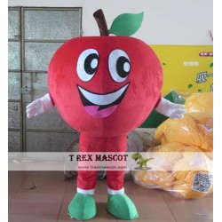 Happy Red Apple Mascot Costume For Adult