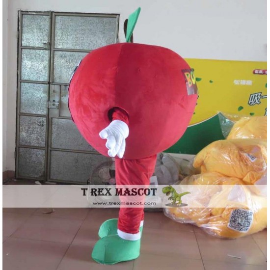 Happy Red Apple Mascot Costume For Adult