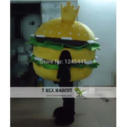 Crown Hamburger Mascot Costume With Vegetable For Adult