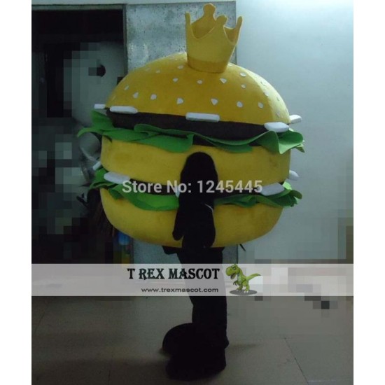 Crown Hamburger Mascot Costume With Vegetable For Adult