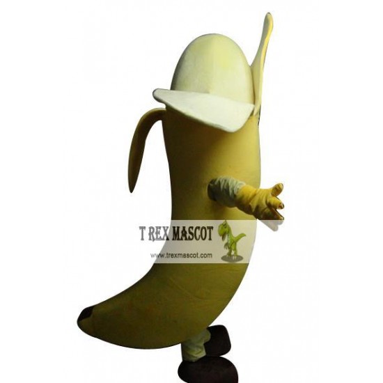 Banana Mascot Costume With Smiling Face For Adult