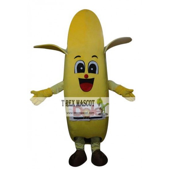 Banana Mascot Costume With Smiling Face For Adult