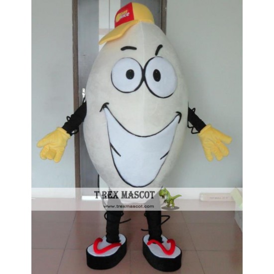 Big Mouth Rice In A Hat Mascot Costume Adult Rice Mascot