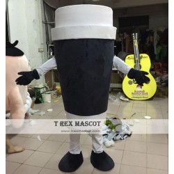 Black And White Coffee Mascot Costume Adult Cup Costume