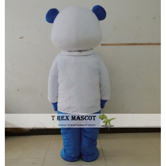 White And Blue Panda Mascot Costume