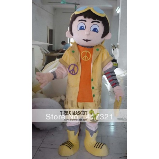 Mascot Cartoon Costume Explorer Boy For Adult