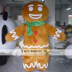 Green Scraf Adult Gingerbread Man Mascot Costume