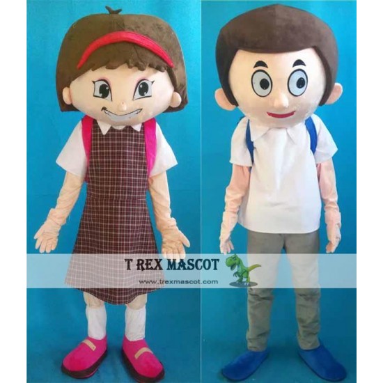 School Students Boy And Girl Mascot Costume For Adult