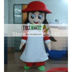 Long Hair Girl Mascot Costume For Adults