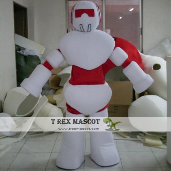 Adult White&Red Robot Mascot Costume