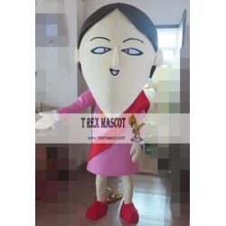 Adult Long Face Girl Mascot Costume