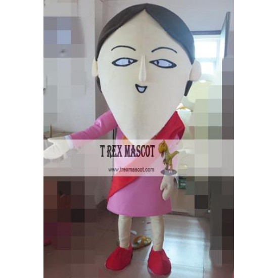 Adult Long Face Girl Mascot Costume