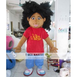 Boy With Afro Hair Mascot Costume For Adults Boy Mascot