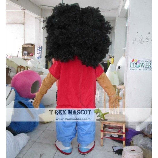 Boy With Afro Hair Mascot Costume For Adults Boy Mascot