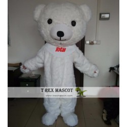 Big Head White Teddy Bear Mascot Costume For Adults