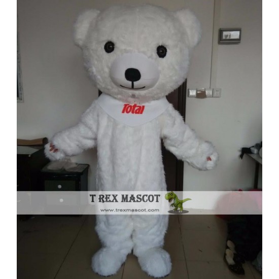 Big Head White Teddy Bear Mascot Costume For Adults