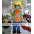 Grinning Boy With Yellow Hair Mascot Costume Boy Mascot For Adults