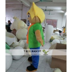 Grinning Boy With Yellow Hair Mascot Costume Boy Mascot For Adults