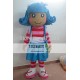 Girl With A Blue Curly Hair Mascot Costume Adult Girl Mascot