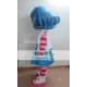 Girl With A Blue Curly Hair Mascot Costume Adult Girl Mascot