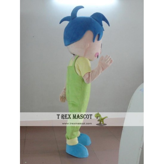 Blue Hair Boy Mascot Costume Adult Boy Costume