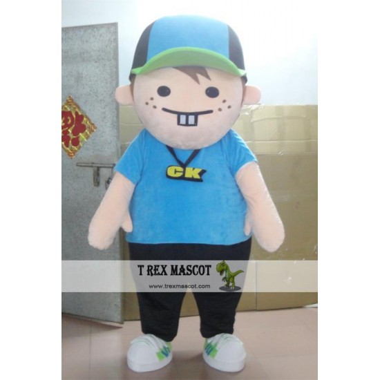 Fat Boy Mascot Costume Adult Blue Shirt Boy Costume