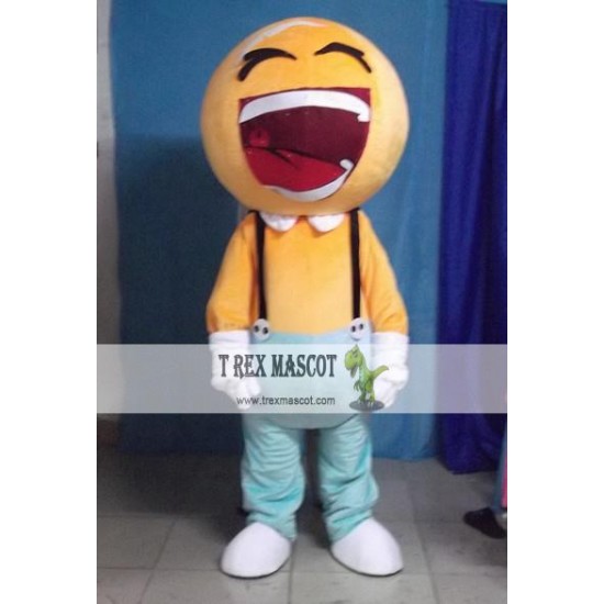 Laughing Boy Mascot Costume Adult Happy Face Mascot Costumes Big Smile Mascot Costume