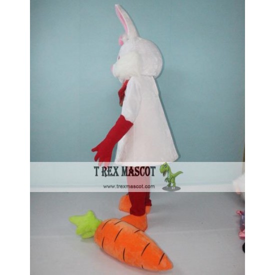 White Bunny Rabbit Easter Mascot Costume with Carrot