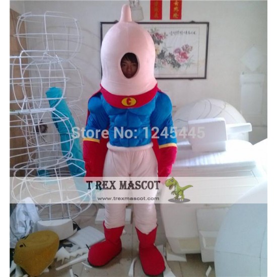 Condom Superman Mascot Costume Adult Condom Costume