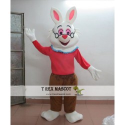 Easter Bunny Mascot Costume Adult Red Cloth Bunny Costume