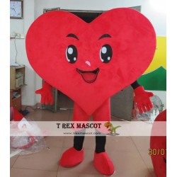 Adult Red Heart Mascot Costume