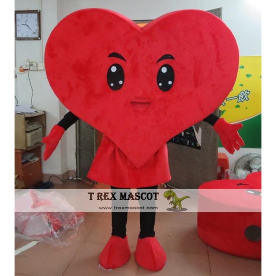 Adult Red Heart Mascot Costume