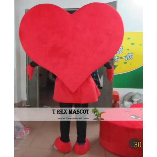 Adult Red Heart Mascot Costume