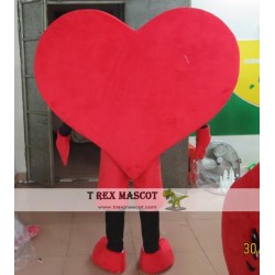 Adult Red Heart Mascot Costume