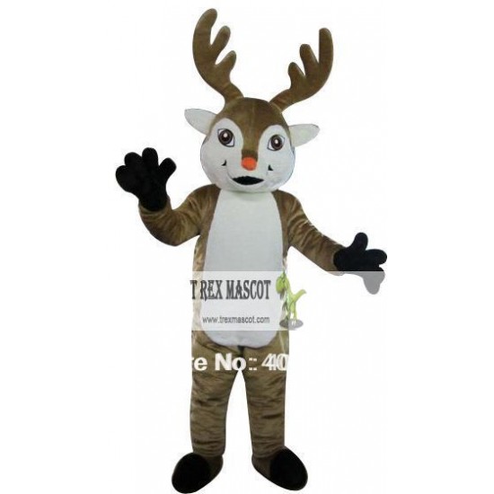 Adult Christmas Red Nose Reindeer Mascot Costume