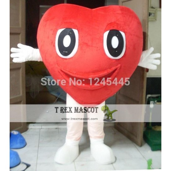 Happy Heart Costume Red Heart Mascot Costume For Adult